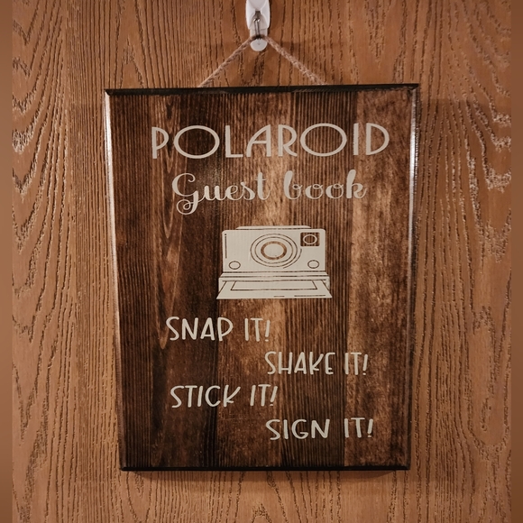 Handpainted Polaroid Guest book  Wood Sign - Picture 3 of 5